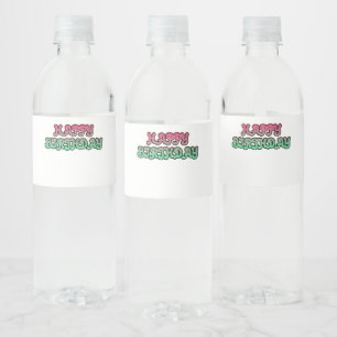 Farbenfrohe Gradient Happy Geburtstagtypografie Wasserflaschenetikett