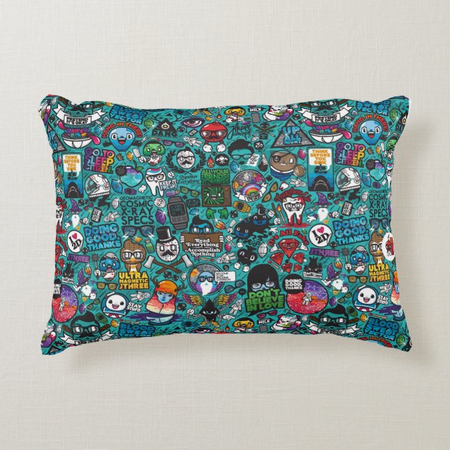 Farbenfrohe Graffiti Art Dekokissen (Vorderseite)