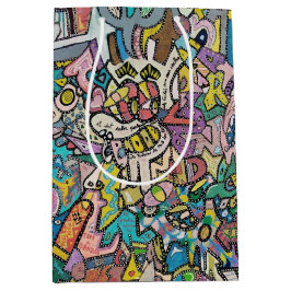 Farbenfrohe Graffiti Art Mittlere Geschenktüte