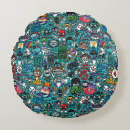 Farbenfrohe Graffiti Art Rundes Kissen