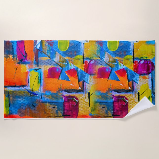 Farbenfrohe Graffiti Art Strandtuch (Vorderseite)