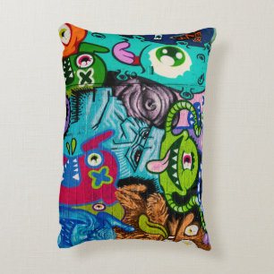 Farbenfrohe Graffiti Monster Art Kissen