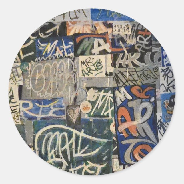 Farbenfrohe Graffiti Runder Aufkleber (Vorderseite)