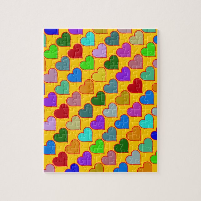 farbenfrohe Grafikherzen, gürtelartig Puzzle (Vertikal)