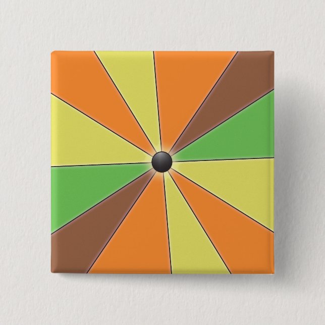 Farbenfrohe Grafische Beams Orange Button (Vorderseite)