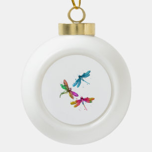 Farbenfrohe grafische Muster Dragonfly Funny Flyin Keramik Kugel-Ornament