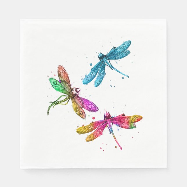 Farbenfrohe grafische Muster Dragonfly Funny Flyin Serviette (Vorderseite)