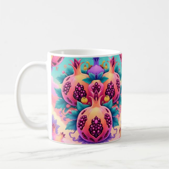 Farbenfrohe Granatapfel Kaffeetasse (Links)