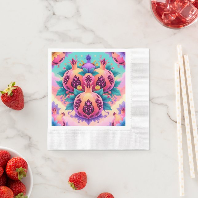 Farbenfrohe Granatapfel Serviette (Beispiel)