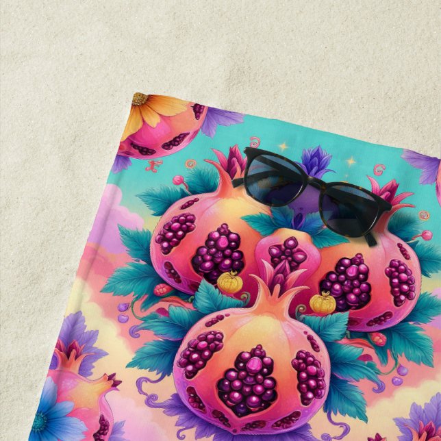 Farbenfrohe Granatapfel Strandtuch (Beispiel)