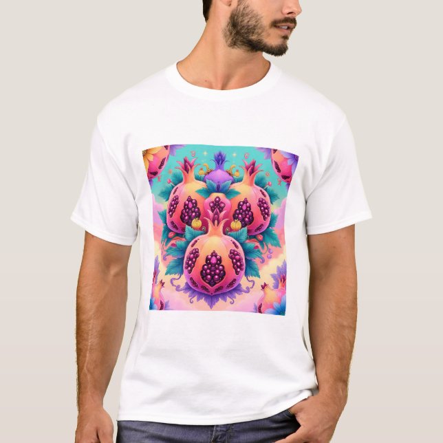 Farbenfrohe Granatapfel T-Shirt (Vorderseite)