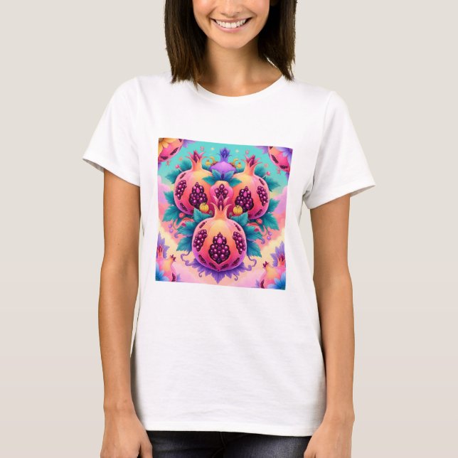 Farbenfrohe Granatapfel T-Shirt (Vorderseite)