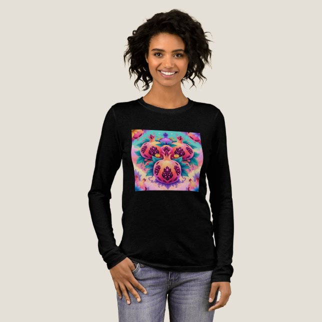 Farbenfrohe Granatapfel Tri-Blend Shirt (Volle Vorderseite)