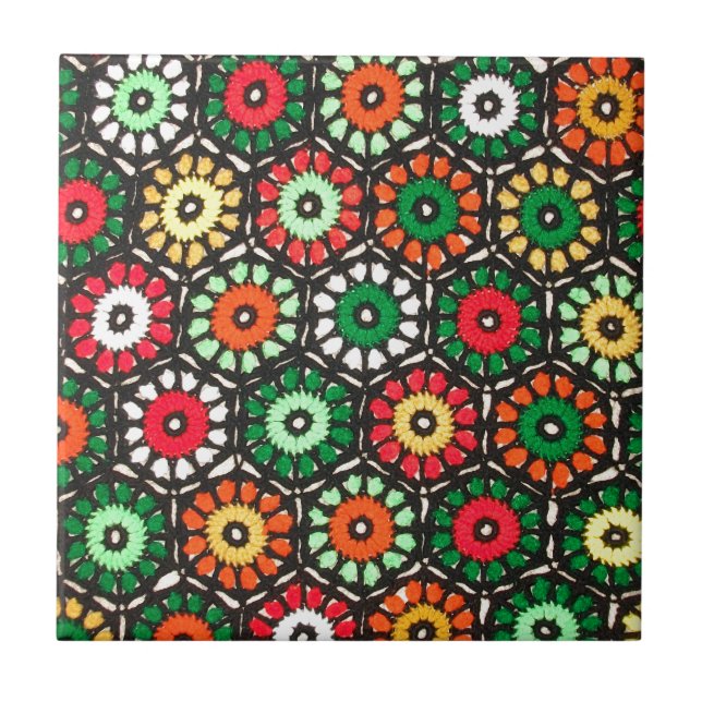 Farbenfrohe Granny Circles Crochet-Muster Fliese (Vorderseite)