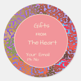 Farbenfrohe Grenze mit Peach Center Geschenkaufkle Runder Aufkleber