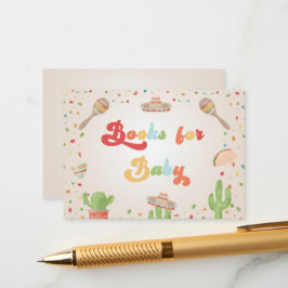 Farbenfrohe Groovy Fiesta Bücher für Babydusche Begleitkarte