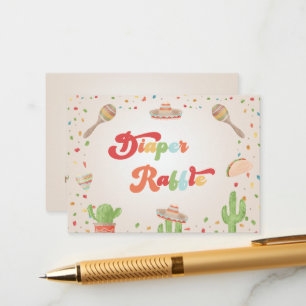 Farbenfrohe Groovy Fiesta Diaper Raffle Baby Dusch Begleitkarte