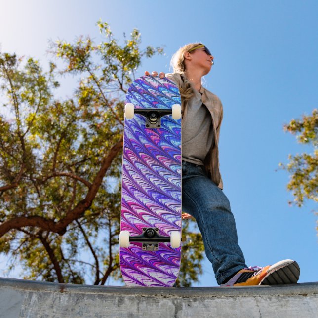 Farbenfrohe Groovy Funky Trippy Waves Abstrakte Ku Skateboard (Außenbereich 1)
