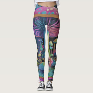 Farbenfrohe Groovy Magic Mushrooms Leggings