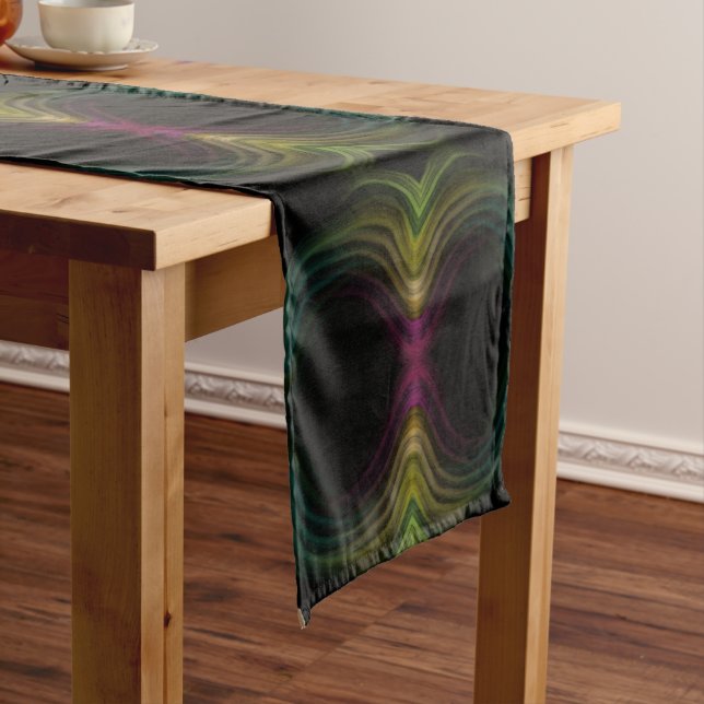 Farbenfrohe Groovy Psychedelic Muster Abstrakt Art Kurzer Tischläufer (Beispiel)