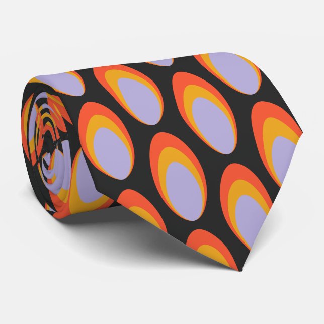 Farbenfrohe Groovy Retro 70er Pattern Neck Tie Krawatte (Gerollt)
