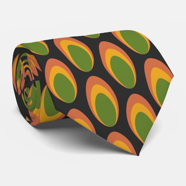 Farbenfrohe Groovy Retro 70er Pattern Neck Tie Krawatte (Gerollt)