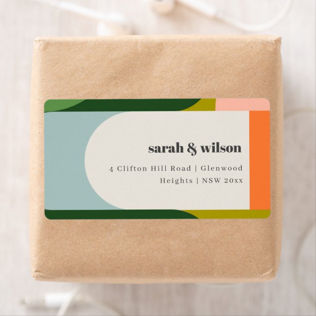 Farbenfrohe Groovy Retro Arch Abstrakte Adresse (Insitu)