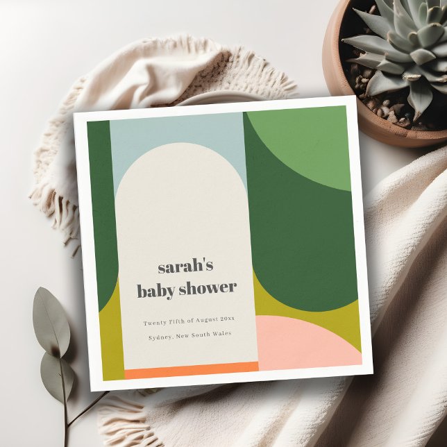 Farbenfrohe Groovy Retro Arch Abstrakte Babydusche Serviette (Von Creator hochgeladen)