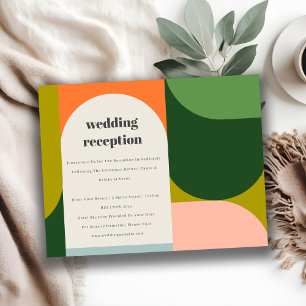 Farbenfrohe Groovy Retro Arch mutige Hochzeitsempf Begleitkarte