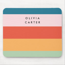 Farbenfrohe Groovy Retro Horizontaler Streifen Nam Mousepad
