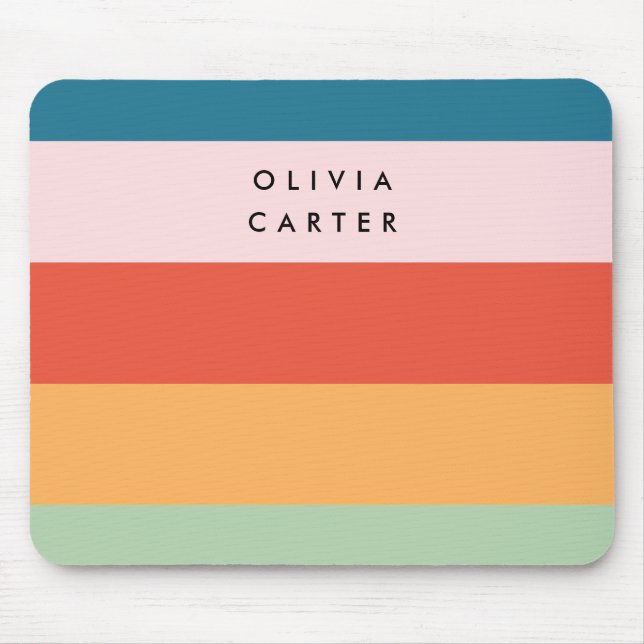 Farbenfrohe Groovy Retro Horizontaler Streifen Nam Mousepad (Vorne)