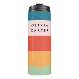 Farbenfrohe Groovy Retro Horizontaler Streifen Nam Thermosbecher