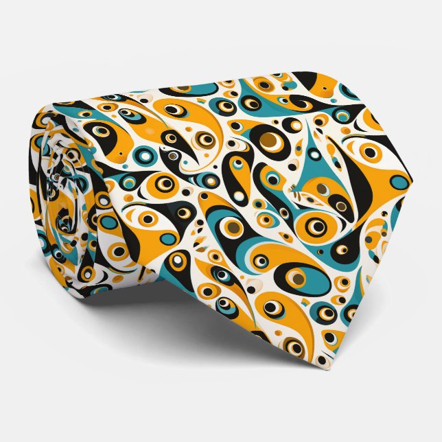 Farbenfrohe Groovy Retro Krawatte (Gerollt)