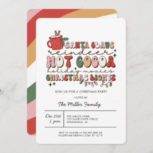Farbenfrohe Groovy Retro Weihnachts-Party Einladun Einladung