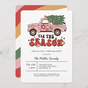 Farbenfrohe Groovy Retro Weihnachts-Party Einladung