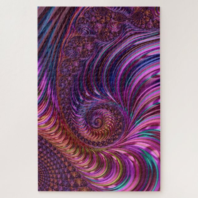 Farbenfrohe Groovy Trippy Funky Spiry Fraktal Art Puzzle (Vertikal)