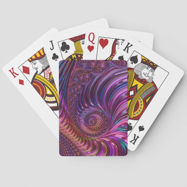 Farbenfrohe Groovy Trippy Funky Spiry Fraktal Art Spielkarten (Rückseite)