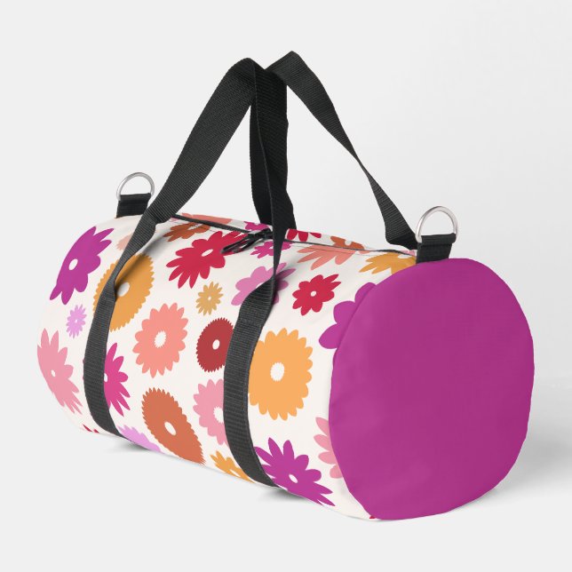 Farbenfrohe große Blütenmuster Duffle Bag (Linke Seite)