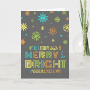 Farbenfrohe Großkinder Frohe Weihnachtskarte Feiertagskarte