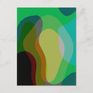 Farbenfrohe grüne Abstrakte Kunst 1209 Postkarte