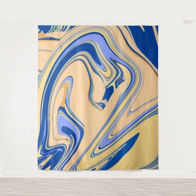 Farbenfrohe, grüne Aquarellfarben, glänzender Glit Wandteppich (Vorderseite)