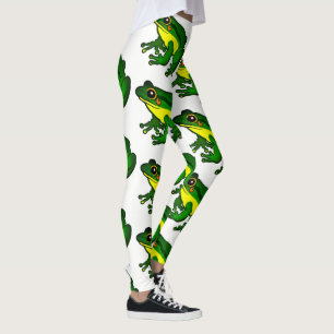 Farbenfrohe grüne Froschmuster Leggings