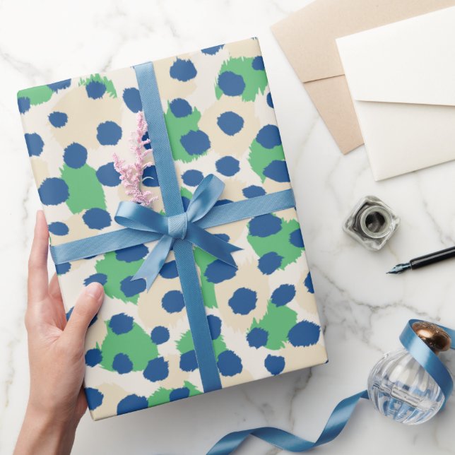 Farbenfrohe grüne Geparden-Monogramm Geschenkpapier (Schenken)
