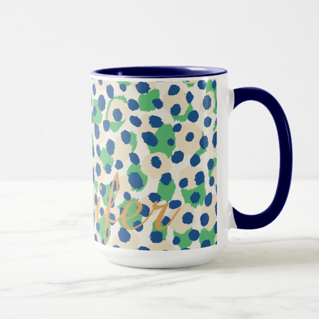 Farbenfrohe grüne Geparden-Monogramm Tasse (Rechts)