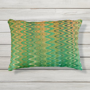 Farbenfrohe grüne Orange Zigzag Muster Kissen Für Draußen