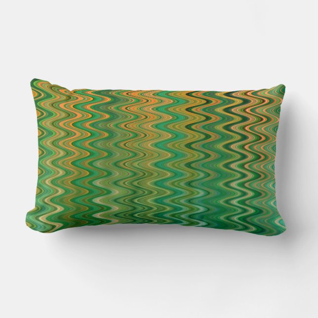 Farbenfrohe grüne Orange Zigzag Muster Lendenkissen (Vorderseite)