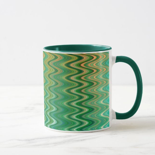 Farbenfrohe grüne Orange Zigzag Muster Tasse (Rechts)