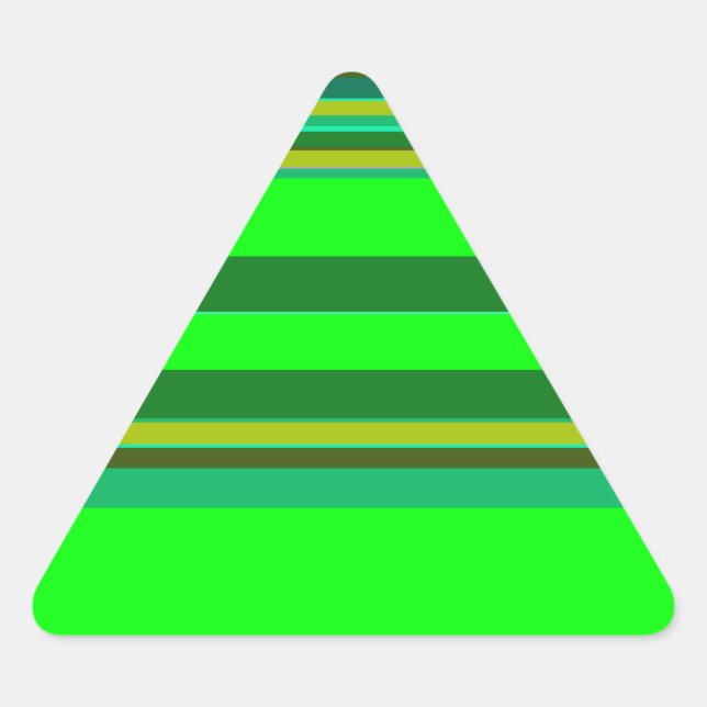 Farbenfrohe grüne Streifen, individuelles Designmu Dreieckiger Aufkleber (Vorderseite)