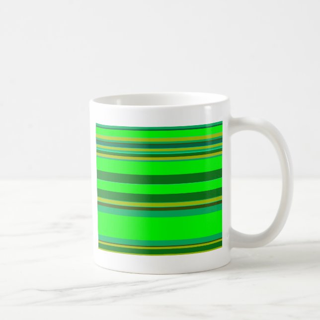 Farbenfrohe grüne Streifen, individuelles Designmu Kaffeetasse (Rechts)