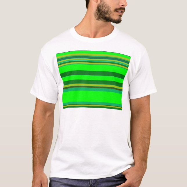 Farbenfrohe grüne Streifen, individuelles Designmu T-Shirt (Vorderseite)